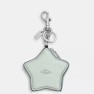 Coach Pearlized Mint Star Keychain with Silver Hardware